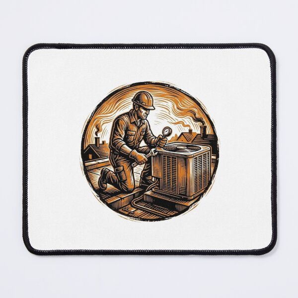 Item preview, Vintage Woodcut HVAC Technician Graphic designed and sold by LightPrintsCo.