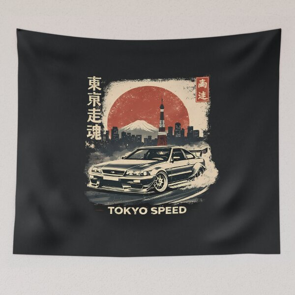 Item preview, Tokyo Speed JDM Drift Car Skyline Mount Fuji Japanese Street Racing Aesthetic designed and sold by VaporTokyo.