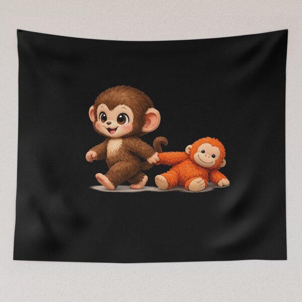 Item preview, Cute Playful Monkeys Illustration designed and sold by HUTEND.