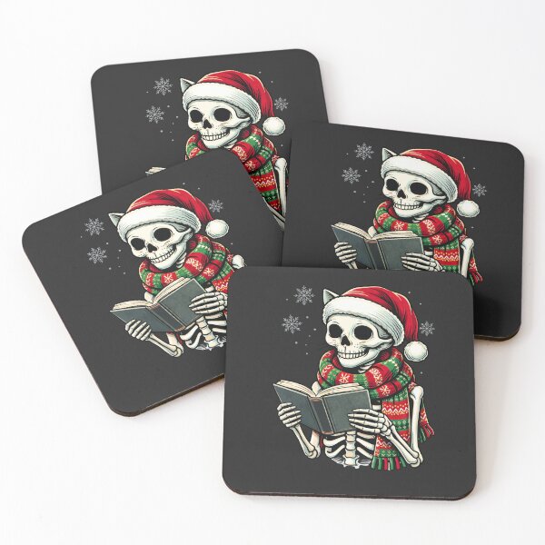 Item preview, Cozy Cat Skeleton Reader – Gothic Winter Book Aesthetic Art designed and sold by ColorSplash123.