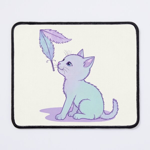 Item preview, Pastel Kitten Looking Up at Feather designed and sold by amusefullife.