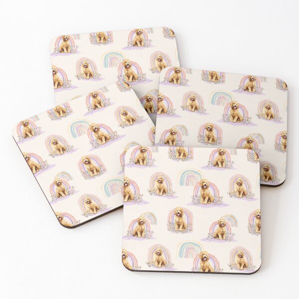 Item preview, Minimalism Toile de Jouy - Goldendoodles and Rainbows designed and sold by AstrologyOven.