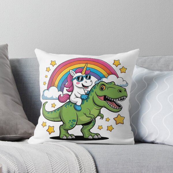 Item preview, Cartoon Dinosaur And Unicorn, Unicorn Riding Dinosaur designed and sold by graphic-genie.