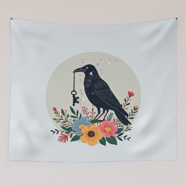 Item preview, The Secret Keeper: Crow with Antique Key designed and sold by PriyaMagic.
