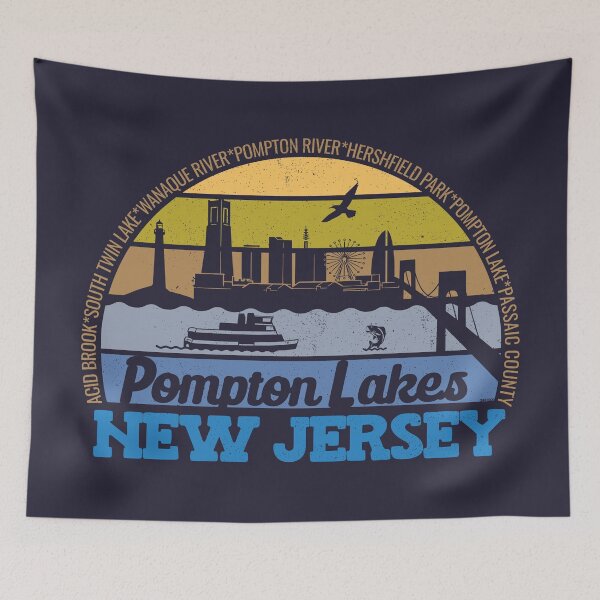 Item preview, Pompton Lakes New Jersey Sunset Retro Vintage Local Pride Logo designed and sold by CRHPOD20.