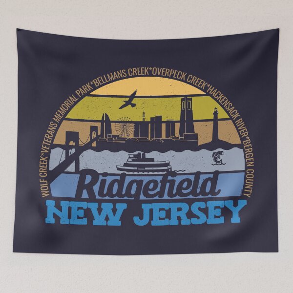 Item preview, Ridgefield New Jersey Sunset Retro Vintage Local Pride Logo designed and sold by CRHPOD20.