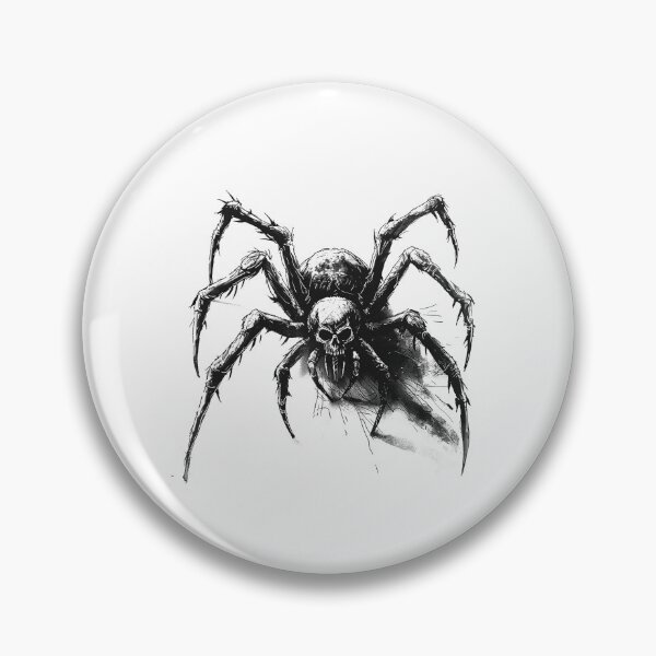 Item preview, Skull Spider – Creepy Tarantula Horror Black and White Illustration designed and sold by inkoutninja.