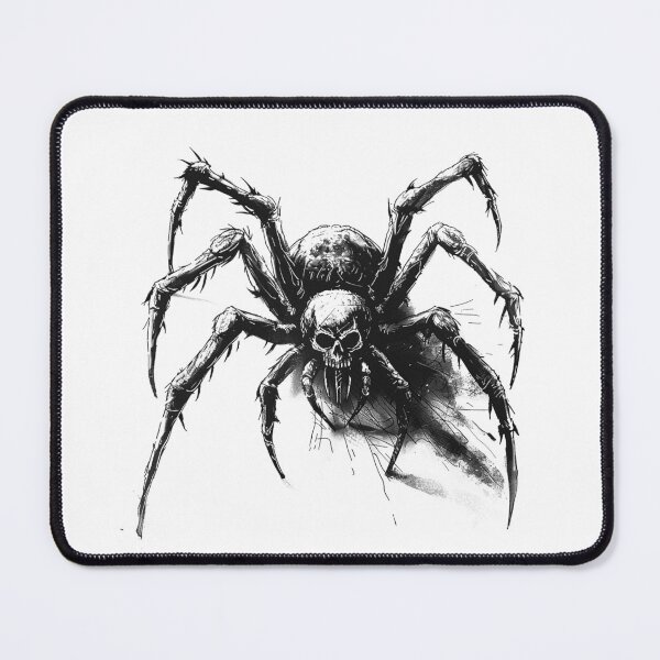 Item preview, Skull Spider – Creepy Tarantula Horror Black and White Illustration designed and sold by inkoutninja.