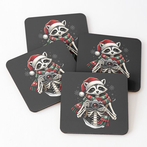 Item preview, Photographer Raccoon Skeleton – Cozy Winter Creative Aesthetic Art designed and sold by ColorSplash123.