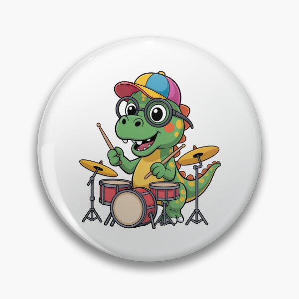 Item preview, Cartoon Dinosaur, Cartoon Dinosaur Playing Drums designed and sold by graphic-genie.