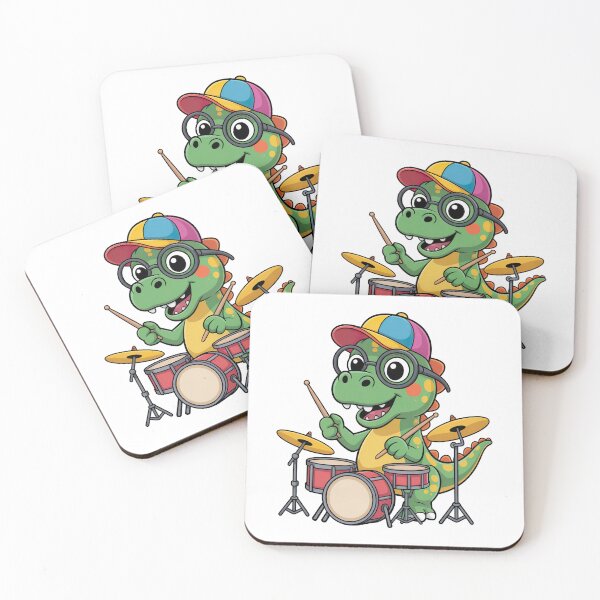 Item preview, Cartoon Dinosaur, Cartoon Dinosaur Playing Drums designed and sold by graphic-genie.