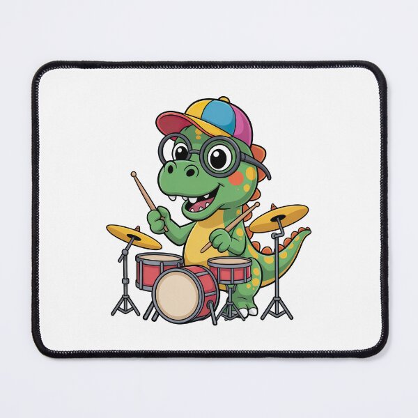 Item preview, Cartoon Dinosaur, Cartoon Dinosaur Playing Drums designed and sold by graphic-genie.