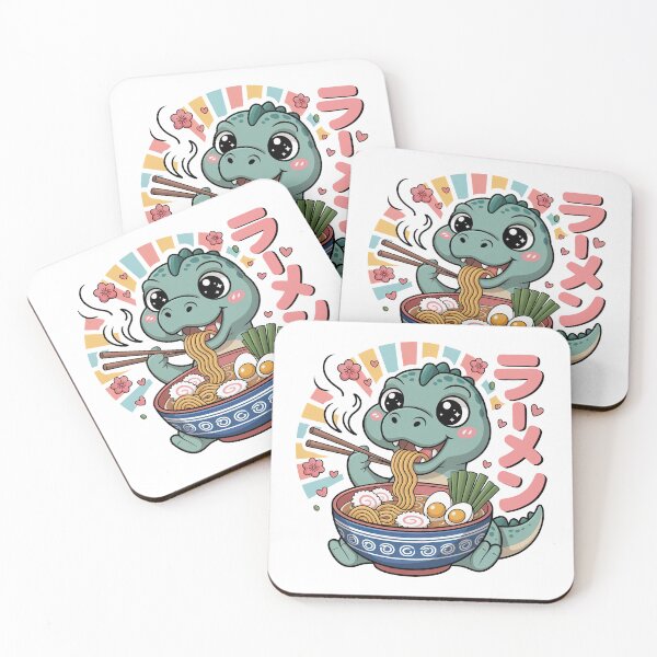 Item preview, Cartoon Dinosaur, Cartoon Dinosaur Eating Ramen designed and sold by graphic-genie.