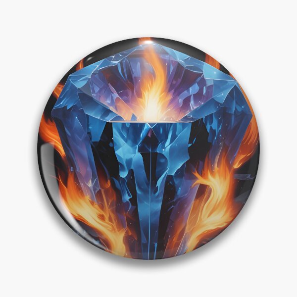 Item preview, Fire flames over a blue color gemstone on black background designed and sold by simeonred.