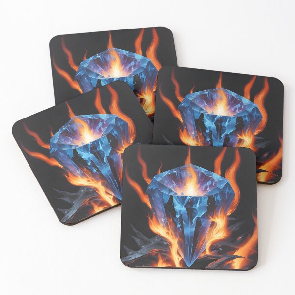 Item preview, Fire flames over a blue color gemstone on black background designed and sold by simeonred.