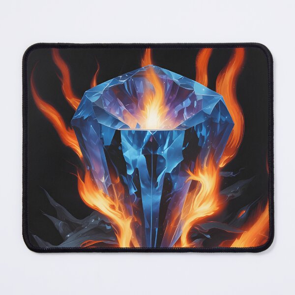 Item preview, Fire flames over a blue color gemstone on black background designed and sold by simeonred.