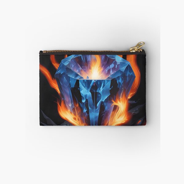 Item preview, Fire flames over a blue color gemstone on black background designed and sold by simeonred.