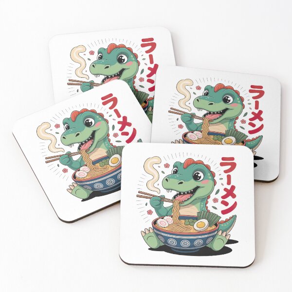 Item preview, Cartoon Dinosaur, Cartoon Dinosaur Eating Ramen designed and sold by graphic-genie.
