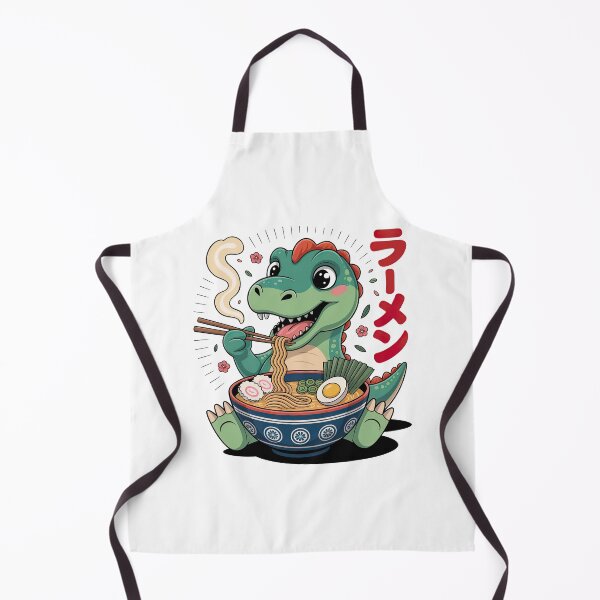 Item preview, Cartoon Dinosaur, Cartoon Dinosaur Eating Ramen designed and sold by graphic-genie.