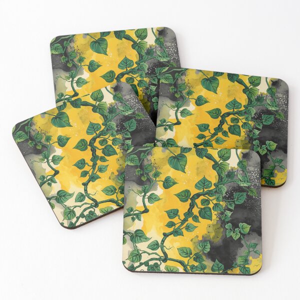 Item preview, Emerald Ivy Vines on Abstract Yellow Watercolor Splash designed and sold by optimusprime39.