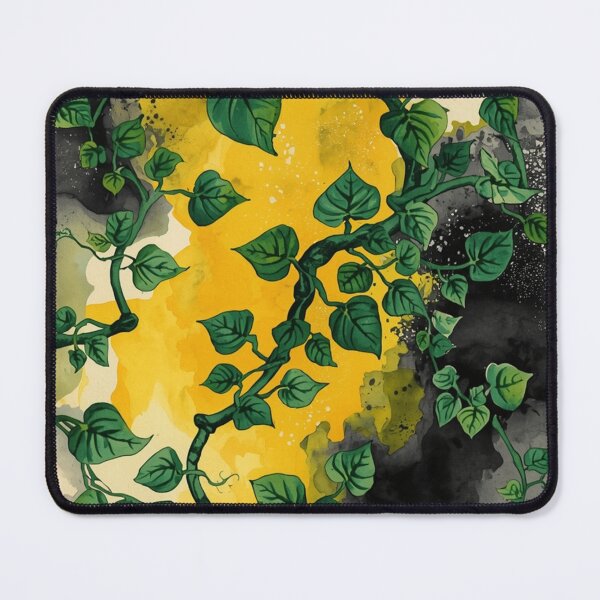 Item preview, Emerald Ivy Vines on Abstract Yellow Watercolor Splash designed and sold by optimusprime39.