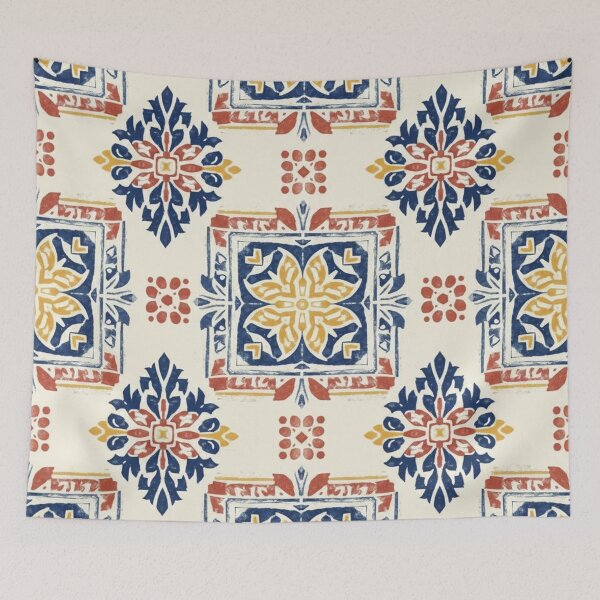 Item preview, Blue red block pattern design designed and sold by DoneAndDusted.