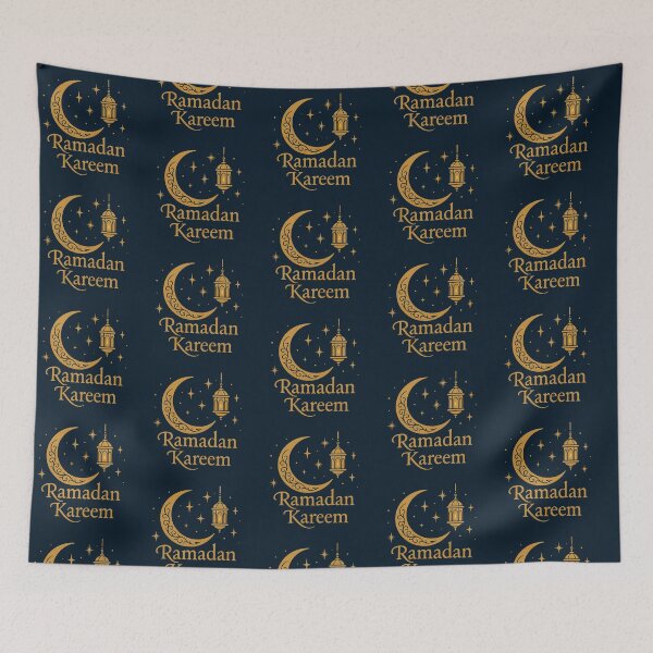 Item preview, Ramadan Kareem Crescent Moon & Lantern — Elegant Gold on Navy designed and sold by XyoticStudios.