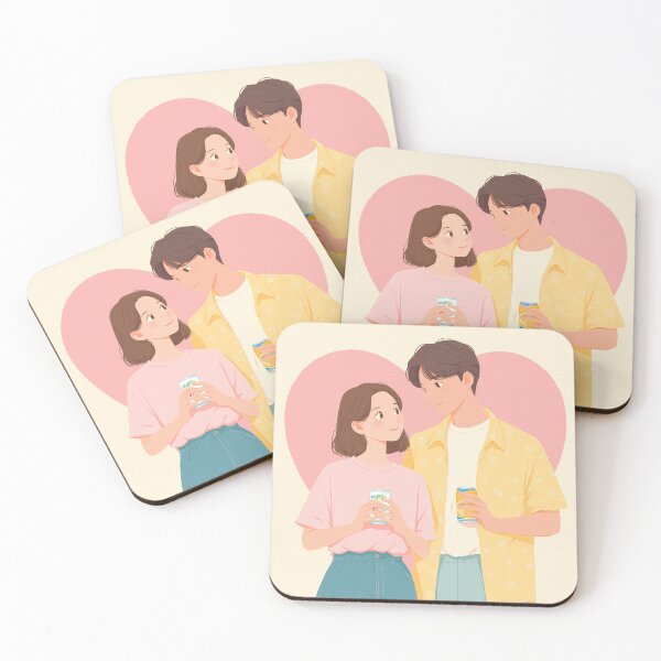Item preview, Cute Asian Couple Illustration Soft Pastel Romantic Aesthetic designed and sold by BobaBunny76.