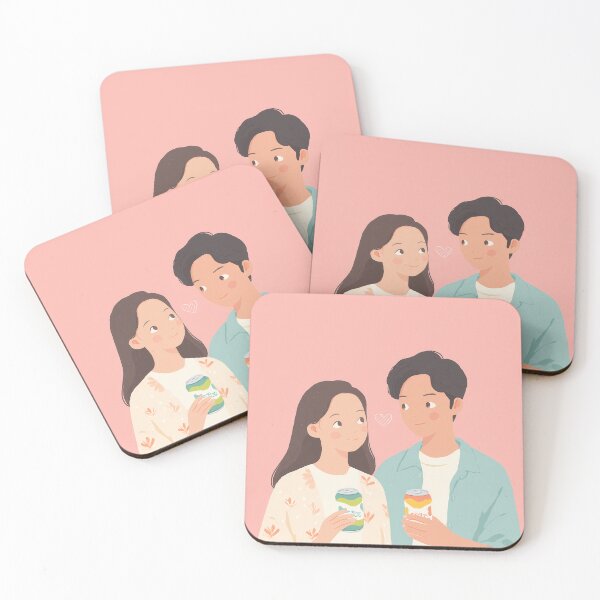Item preview,   Cute Asian Couple Illustration Soft Pastel Romantic Aesthetic designed and sold by BobaBunny76.