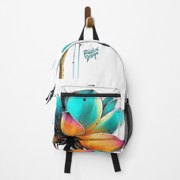 Item preview, Neon Lotus Flower Line Art – Turquoise Sunset designed and sold by Rozin-Design.