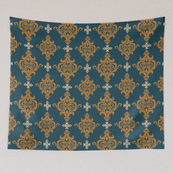 Item preview, Elegant Gold Damask Seamless Pattern on Teal designed and sold by PowerAntShop.