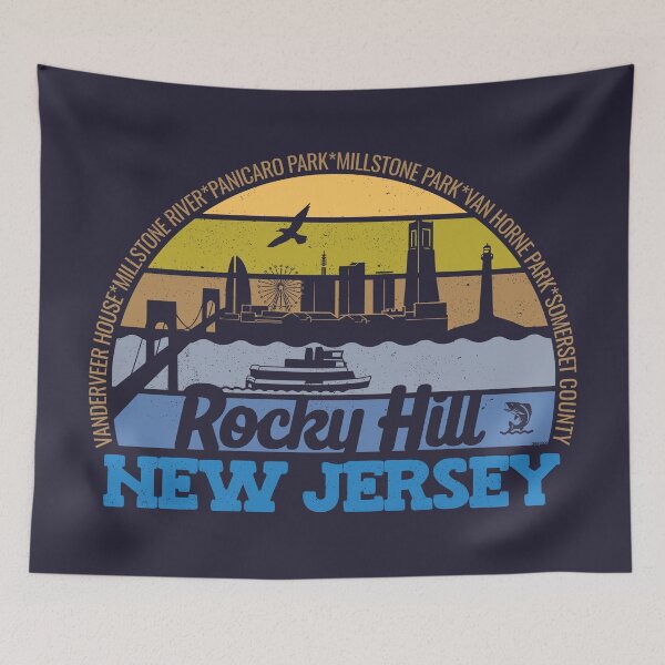 Item preview, Rocky Hill New Jersey Sunset Retro Vintage Local Pride Logo designed and sold by CRHPOD20.