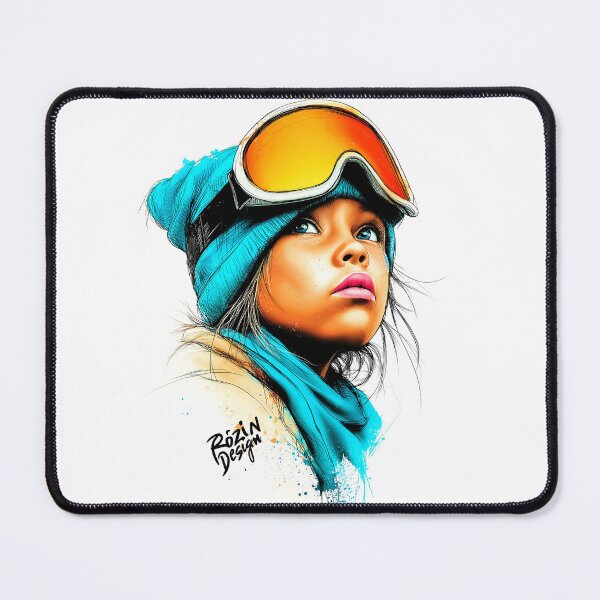 Item preview, Snowboard Girl Portrait – Turquoise Orange Color Splash designed and sold by Rozin-Design.