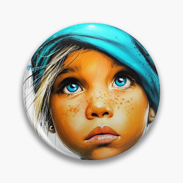 Item preview, Freckled Girl Portrait – Turquoise Headwrap Color Splash designed and sold by Rozin-Design.