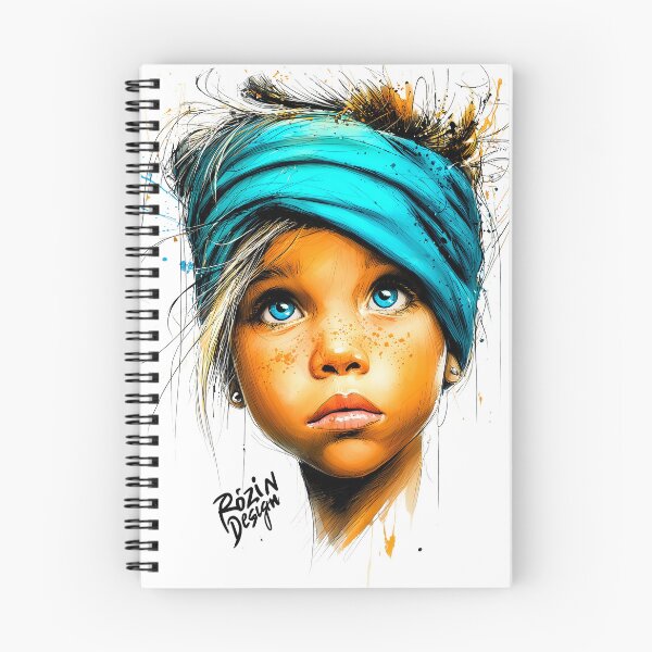 Item preview, Freckled Girl Portrait – Turquoise Headwrap Color Splash designed and sold by Rozin-Design.