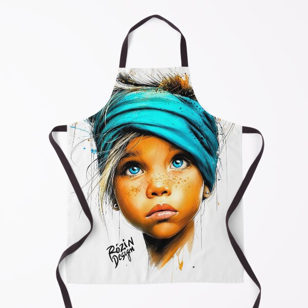 Item preview, Freckled Girl Portrait – Turquoise Headwrap Color Splash designed and sold by Rozin-Design.