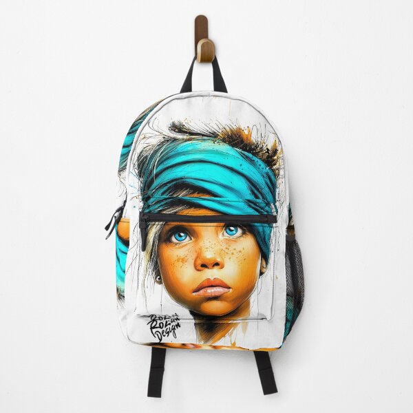 Item preview, Freckled Girl Portrait – Turquoise Headwrap Color Splash designed and sold by Rozin-Design.