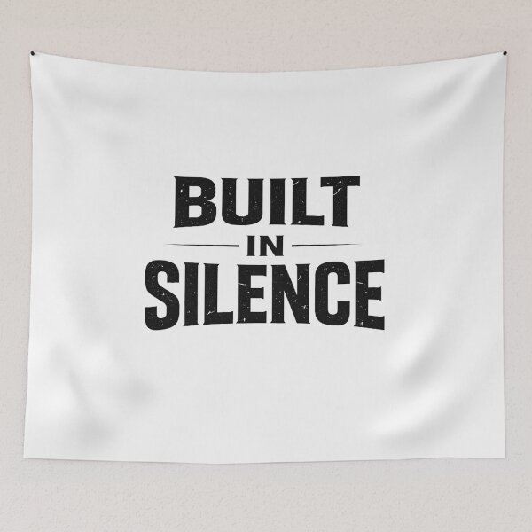 Item preview, Built In Silence – Minimal Motivational Typography Design designed and sold by RelateAndTee.