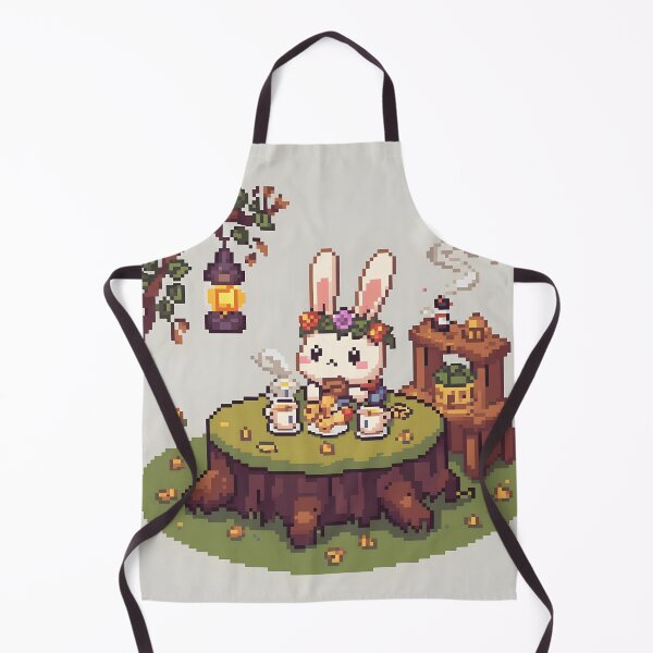Item preview, Chibi Bunny Tea Party - Cozy Pixel Art Print designed and sold by ThePixelArchive.