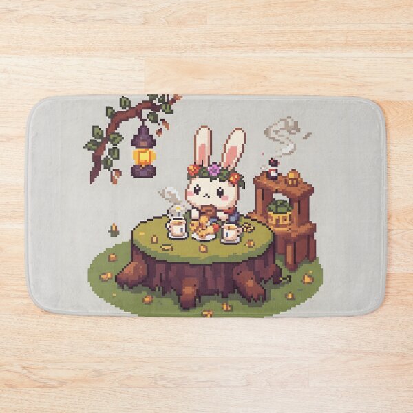 Item preview, Chibi Bunny Tea Party - Cozy Pixel Art Print designed and sold by ThePixelArchive.