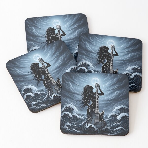Item preview, Moonlit Rock Siren – Dark Gothic Guitar Art designed and sold by CrimsonChords.