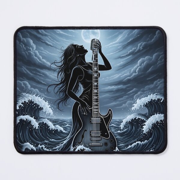 Item preview, Moonlit Rock Siren – Dark Gothic Guitar Art designed and sold by CrimsonChords.