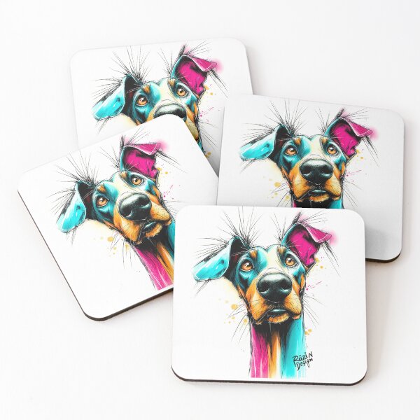 Item preview, Funny Dog Portrait – Neon Ink Splash Line Art designed and sold by Rozin-Design.