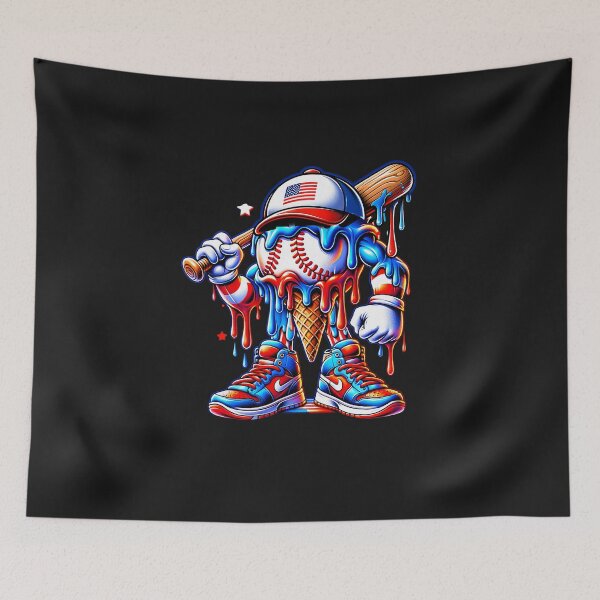 Item preview, 4th of July Red White and Blue Baseball Ice Cream Drip Boys  designed and sold by FrankIsabel.
