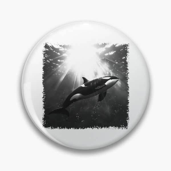 Item preview, Orca in Sunbeams – Black and White Killer Whale Ocean Photography designed and sold by inkoutninja.