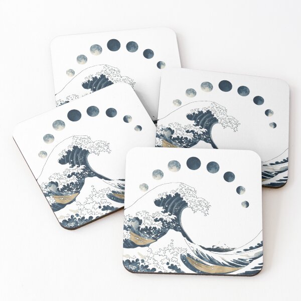 Item preview,  Moon Over the Great Wave: Japanese wave art + moon phases + indigo ink designed and sold by catcurio.