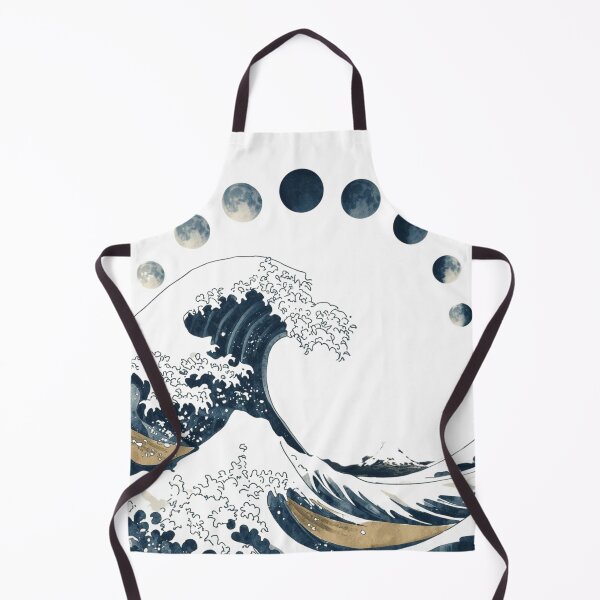 Item preview, Moon Over the Great Wave: Japanese wave art + moon phases + indigo ink designed and sold by catcurio.
