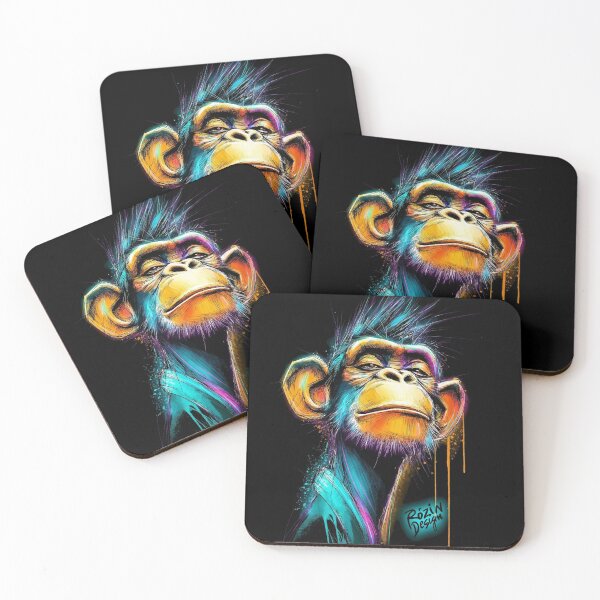 Item preview, Neon Chimpanzee Portrait – Vibrant Pop Art Ink Splash designed and sold by Rozin-Design.