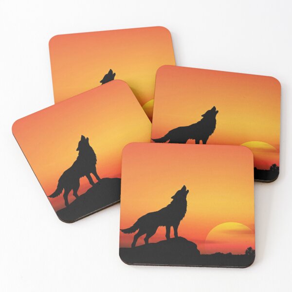 Item preview, Lone Wolf Howling At Sunset Silhouette Art designed and sold by BlurBlurDesign.