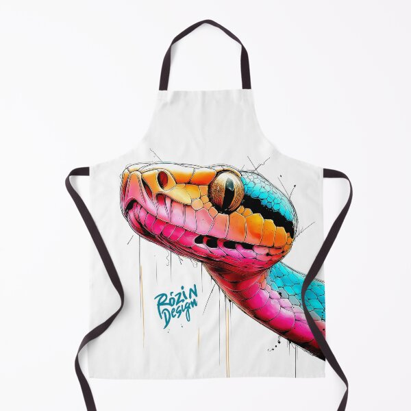 Item preview, Neon Snake Portrait – Turquoise Pink Color Splash Line Art designed and sold by Rozin-Design.